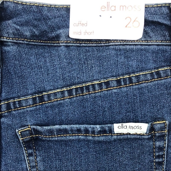 Ella Moss Beckett Button Fly Cuffed Raw Hem Jean Shorts Size 26 NEW - Picture 6 of 8